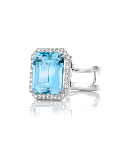 SLAETS Verlovingsringen VERKOCHT Aquamarine Ring with Diamonds *SOLD OUT* (watches)